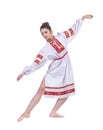 Beautiful dancing girl in ukrainian polish Royalty Free Stock Photo