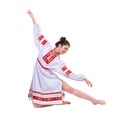 Beautiful dancing girl in ukrainian polish Royalty Free Stock Photo