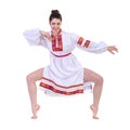 Beautiful dancing girl in ukrainian polish Royalty Free Stock Photo