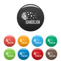 Beautiful dandelion logo icons set color vector