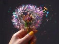 beautiful dandelion with sparkles