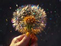 beautiful dandelion with sparkles