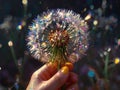 beautiful dandelion with sparkles