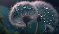 beautiful dandelions on the blue background