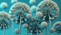beautiful dandelions on the blue background