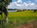 Beautiful Danish Countryside Landscape Over Rolling Hills with Green Fields Royalty Free Stock Photo