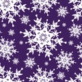 Beautiful dark blue seamless pattern with snowflakes