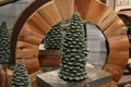 Green christmas tree candles with snow Royalty Free Stock Photo