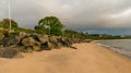 Beautiful dark sand beach, on the edge of Porto Seguro.