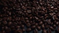 Beautiful dark texture of roasted coffee beans. Close-up view. Royalty Free Stock Photo