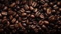 Beautiful dark texture of roasted coffee beans. Close-up view. Royalty Free Stock Photo