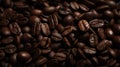 Beautiful dark texture of roasted coffee beans. Close-up view. Royalty Free Stock Photo