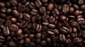 Beautiful dark texture of roasted coffee beans. Close-up view. Royalty Free Stock Photo