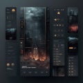 Beautiful Dark Theme User Interface Image Template