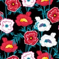 Beautiful Dark white and red blooming Floral pattern botanical