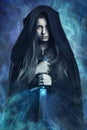 Beautiful dark woman and magic powers Royalty Free Stock Photo