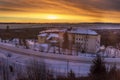 Beautiful dawn in the center of the Horny Smokovec. Is a popular ski village in the Slovakia. Located in the mountains of the High Royalty Free Stock Photo