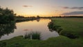 Beautiful dawn landscape image of River Thames at Lechlade-on-Thames in English Cotswolds countryside Royalty Free Stock Photo