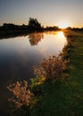 Beautiful dawn landscape image of River Thames at Lechlade-on-Thames in English Cotswolds countryside Royalty Free Stock Photo