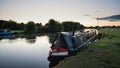 Beautiful dawn landscape image of River Thames at Lechlade-on-Thames in English Cotswolds countryside Royalty Free Stock Photo