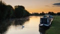 Beautiful dawn landscape image of River Thames at Lechlade-on-Thames in English Cotswolds countryside Royalty Free Stock Photo