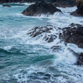 Beautiful dawn landscape over Kynance Cove in Corwnall England with vibrant sky and beautiful turquoise ocean