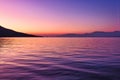 Intense Dawn Pre Sunrise Light Reflected in Calm Gulf of Corinth Water, Greece Royalty Free Stock Photo