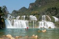 Beautiful day with blue sky at Ban Gioc-Detian Waterfalls Royalty Free Stock Photo