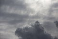 Beautiful day cloudscape view from below of dramatic dramatic grey and white thunder storm clouds on a dark sky background Royalty Free Stock Photo