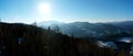 Beautiful day for hiking: Panoramic view at Hohe Wand in Austria / Schneeberg / Rax / Gutensteiner Alpen / Royalty Free Stock Photo