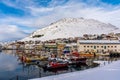 Beautiful day in the port of Honningsvag, Norway Royalty Free Stock Photo