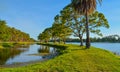 A beautiful day for a walk and the view of the island at John S. Taylor Park in Largo, Florida. Royalty Free Stock Photo