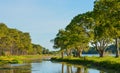 A beautiful day for a walk and the view of the island at John S. Taylor Park in Largo, Florida. Royalty Free Stock Photo