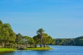 A beautiful day for a walk and the view of the wood bridge to the island at John S. Taylor Park in Largo, Florida. Royalty Free Stock Photo