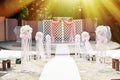 Beautiful decor with an arch and flowers for wedding ceremony