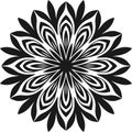 Beautiful Decor Mandala Vector pattern,  black and white flower and leaves, Royalty Free Stock Photo