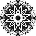 Beautiful Decor Mandala Vector pattern,  black and white flower and leaves, Royalty Free Stock Photo