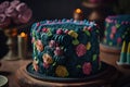 beautiful decorated cake with colorful frosting Generative AI Royalty Free Stock Photo