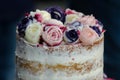 beautiful decorated cake with cream roses Royalty Free Stock Photo