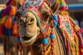 Beautiful decorated camel smiling. Generative AI Royalty Free Stock Photo