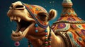 Beautiful decorated camel smiling. Generative AI Royalty Free Stock Photo