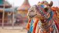 Beautiful decorated camel smiling. Generative AI Royalty Free Stock Photo