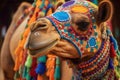 Beautiful decorated camel smiling. Generative AI Royalty Free Stock Photo