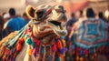 Beautiful decorated camel smiling. Generative AI Royalty Free Stock Photo