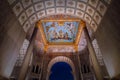 The beautiful decorated ceiling of Laos Victory Gate Patuxai in Vientiane, Laos at night Royalty Free Stock Photo