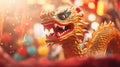 Beautiful decorated dragon performing traditional Chinese New Year dragon dance