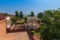 Beautiful decorated garden of Jaswant Thada cenotaph. Garden has carved gazebos, a tiered garden, and a small lake with nice view Royalty Free Stock Photo