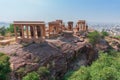 Beautiful decorated garden of Jaswant Thada cenotaph. Garden has carved gazebos, a tiered garden, and a small lake with nice view Royalty Free Stock Photo