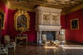 Beautiful decorated and sculpted fireplace in Chenonceau castle in France Royalty Free Stock Photo