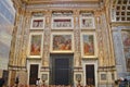 Beautiful decorated side aisle with stucco works in the Basilica of Sant`Andrea, Mantua, Italy. Royalty Free Stock Photo